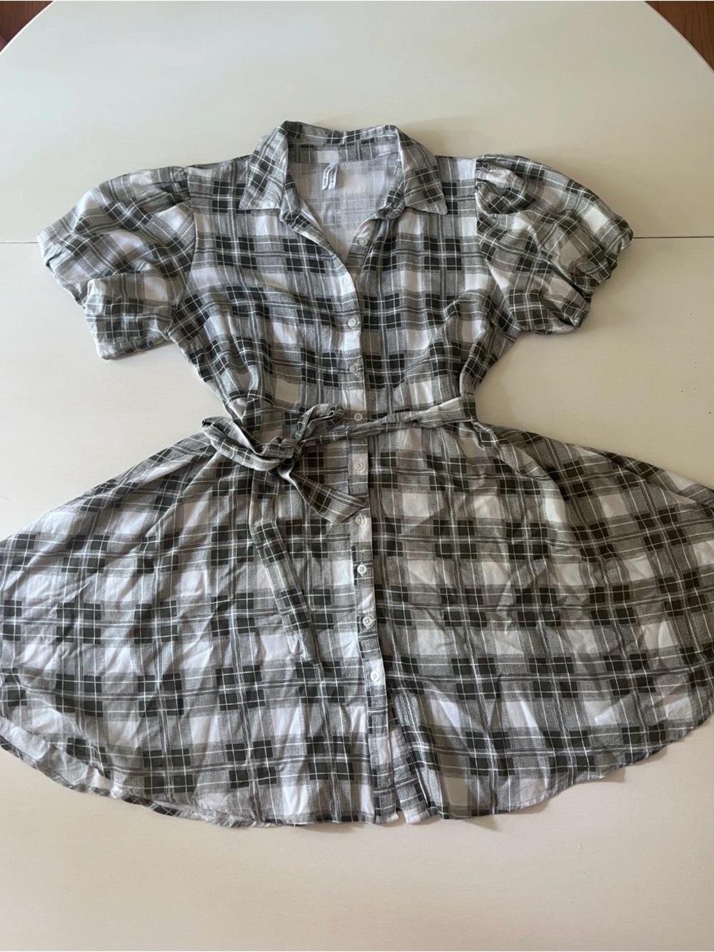 Live 4 Truth Plaid Button-Front Dress in Gray and White